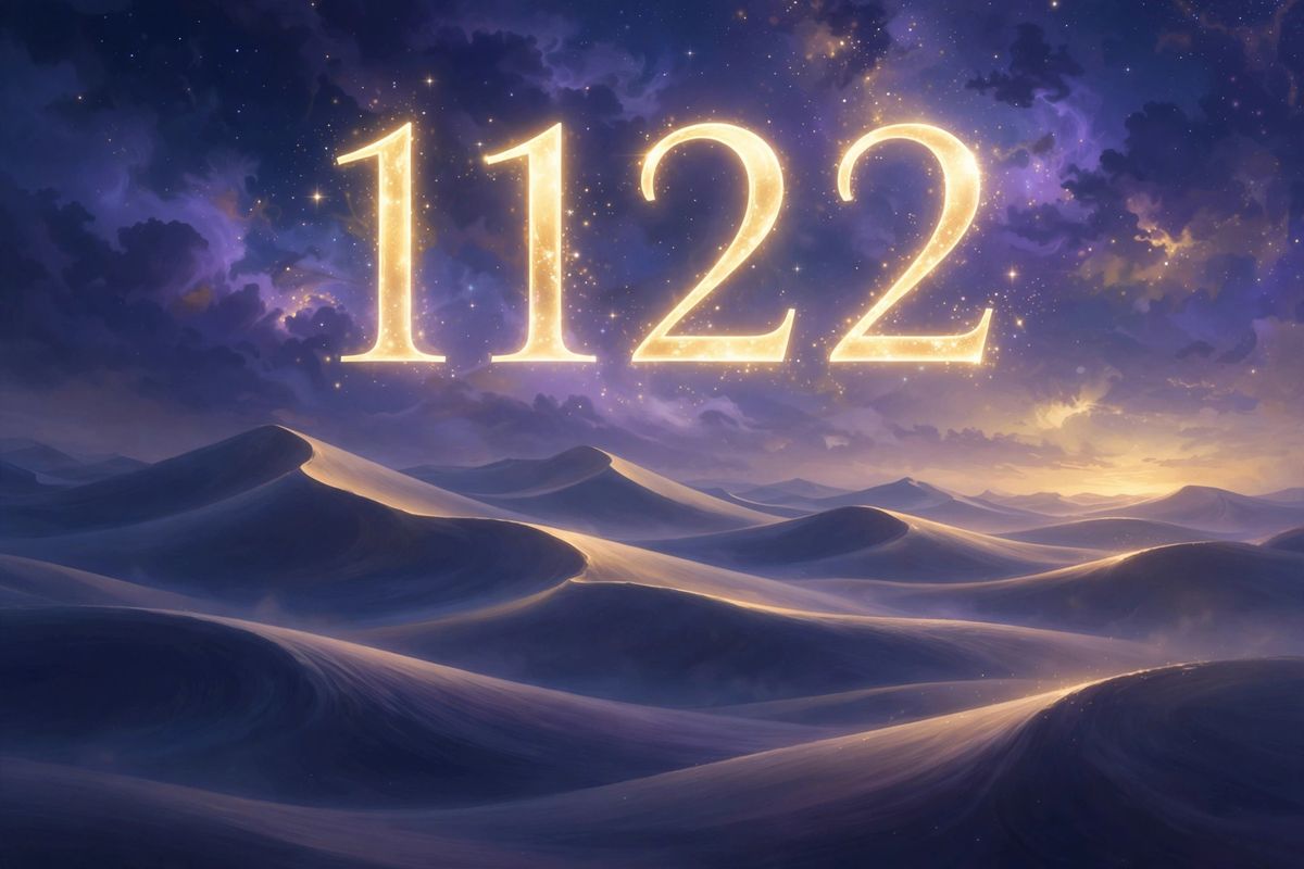 Angel number 1122 in golden light — 1122 is often read as a sign of balance, trust, and building your dreams step by step.
