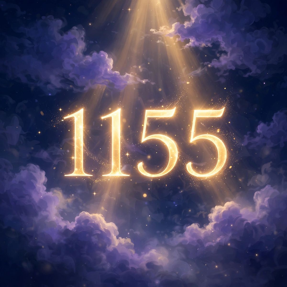 Angel number 1155 in golden light — 1155 is often read as a sign of big change, freedom, and a new beginning you choose yourself.