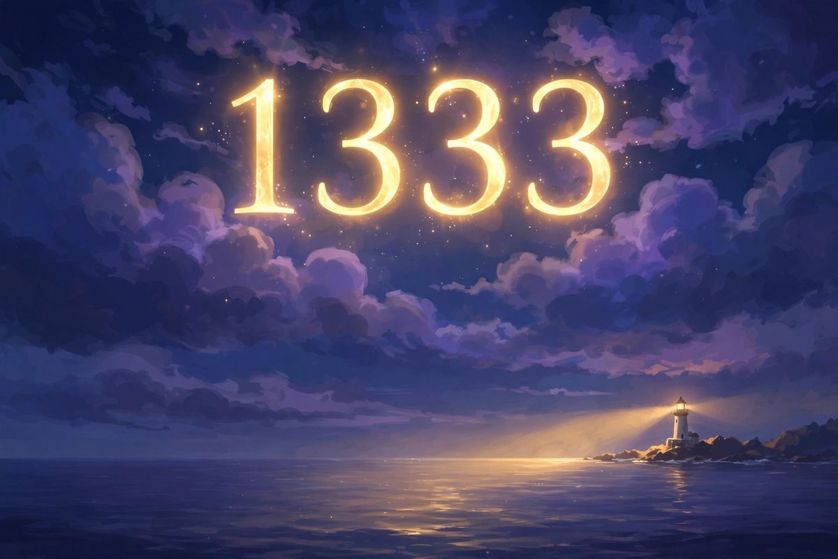 Angel number 1333 in golden light — 1333 is often read as a sign of support, encouragement, and creative energy around you.
