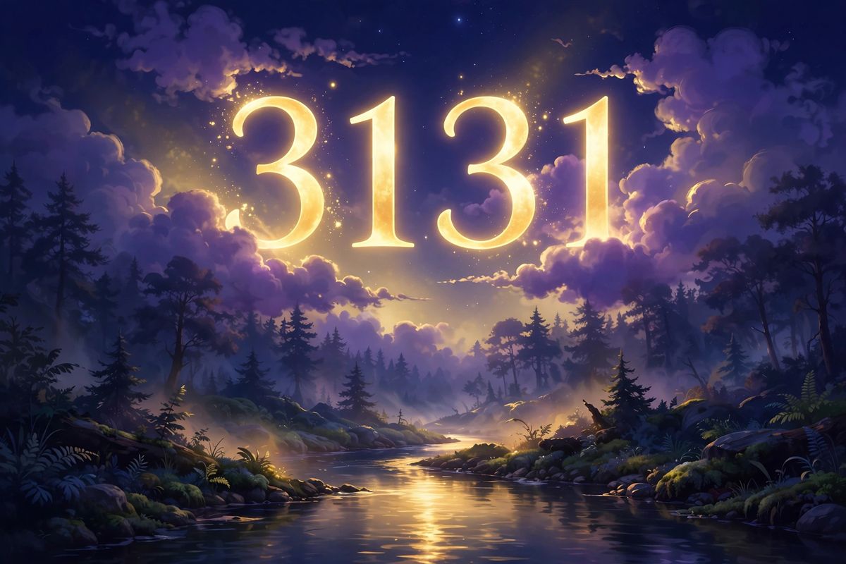 Angel number 3131 in golden light — 3131 is often read as a sign of fresh energy, optimism, and staying true to yourself.