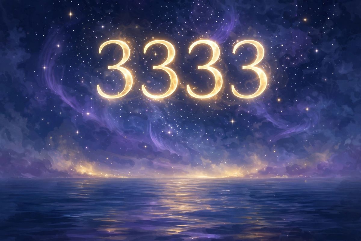 Angel number 3333 in golden light β 3333 is often read as a sign of strong support, growth, and being on the right track.