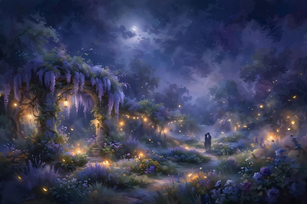 A kiss under a big moon — kissing dreams often carry love, closeness, or a wish for both.