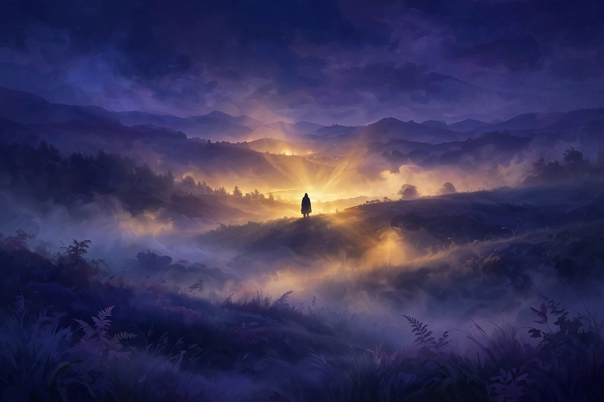 A stranger in the mist — stranger dreams often mean a new part of yourself or an unknown change.