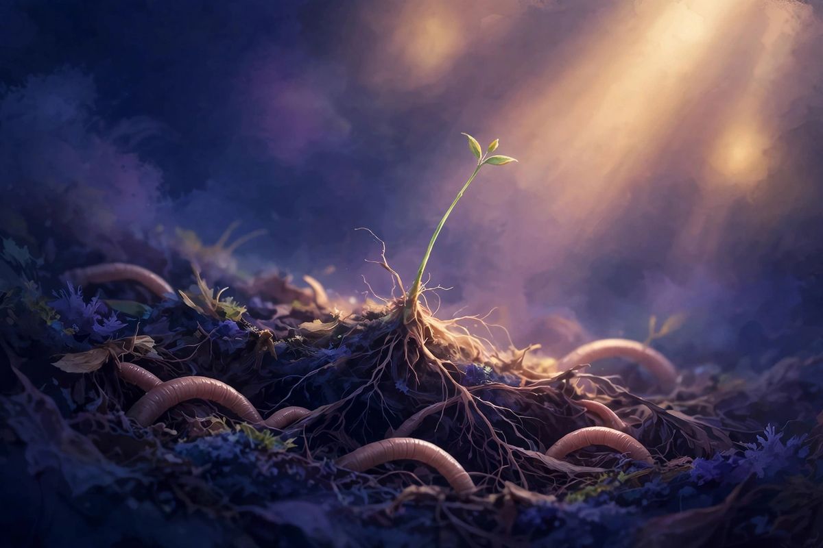 Worms in rich soil — worm dreams often tie to quiet work happening under the surface.